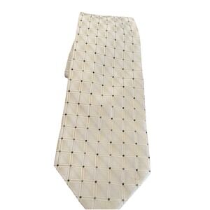 Joseph & Gross 100% Silk Tie Yellow With Boxes And Black Dots